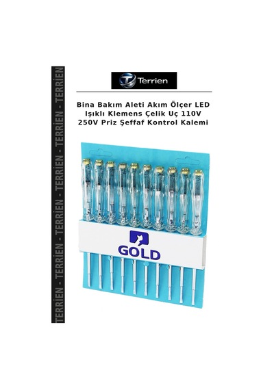 Bina Bakım Aleti Akım Ölçer Led Işıklı Klemens Çelik Uç 110v 250v Priz Şeffaf Kontrol Kalemi