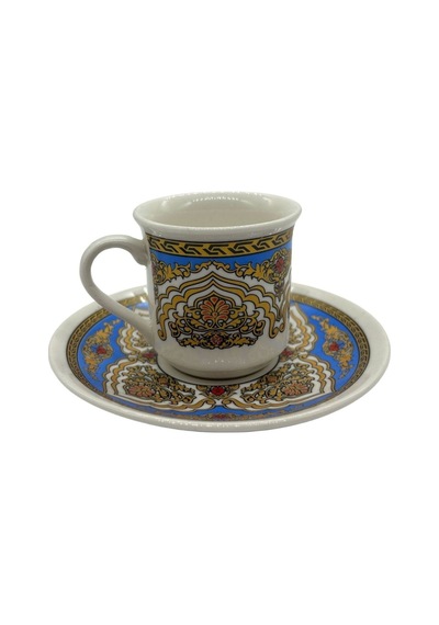 Desenli 6'lı Kahve Fincanı Bej