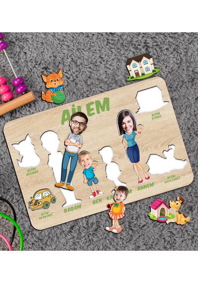 Bk Toys Çocuklara Özel Ailem Konseptli(4 Kişilik) Ahşap Eğitici Y