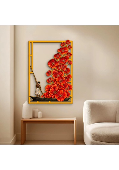 Gelincikler Ve Kayıkçı - Metal Tablo - Dec0286 86 X 125 Cm Çok Renkli