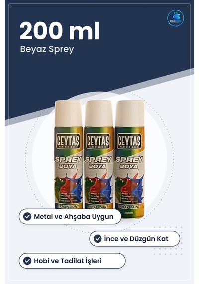 Sprey Boya Beyaz 200 Ml 1 Adet Metal Yüzey Ahşap Duvar Mobilya Ho