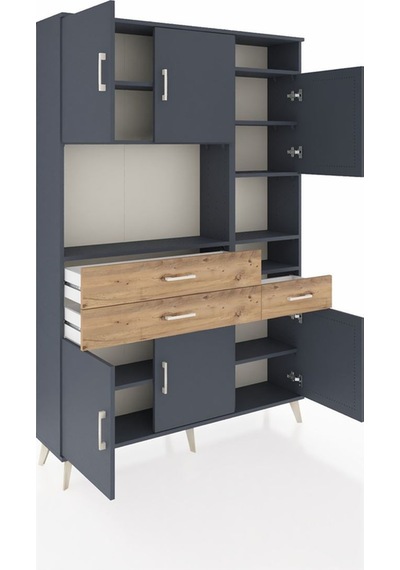 Arges Dolap 10 Raflı 3 Çekmeceli 6 Kapaklı 132x30x195 Antrasit-antrasit/çam Antrasıt/atlas Çam Arges Dolap 10 Raflı 3 Çekmeceli 6 Kapaklı 132x30x195 Antrasit-antrasit/çam Antrasıt/atlas Çam