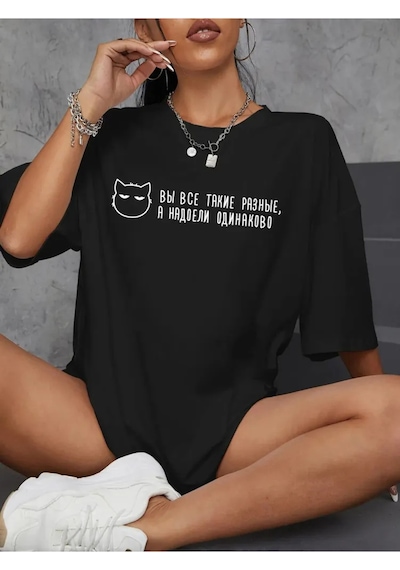 Noıssey Urban Pop Graphic Kadın Tişört Koleksiyonukod 5119 Siyah2