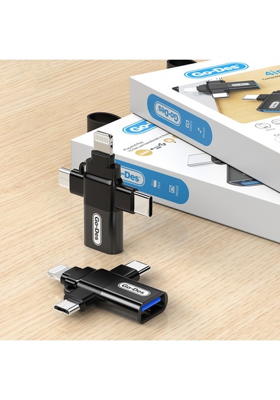 Go Des Gd-ct196 4in1 Type-c+lightning+micro+usb3.0 Otg Dönüştürücü Adaptör Siyah