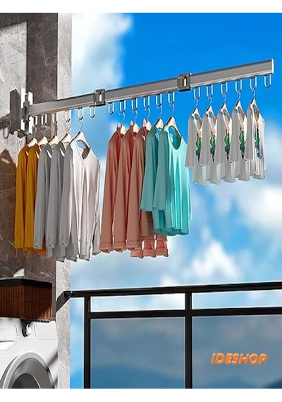 Elbise Kurutma Askısı, Katlanabilir Balkon, Çamaşırhane, Banyo Al Gri