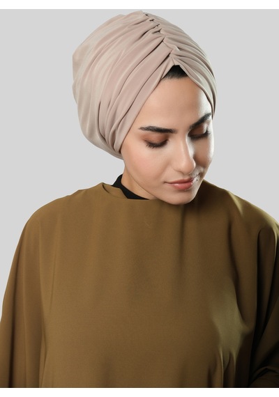 Hürrem Bone Bej Drapeli Salaş Tesettür Bone Sandy Büzgülü 2315 12 Bej