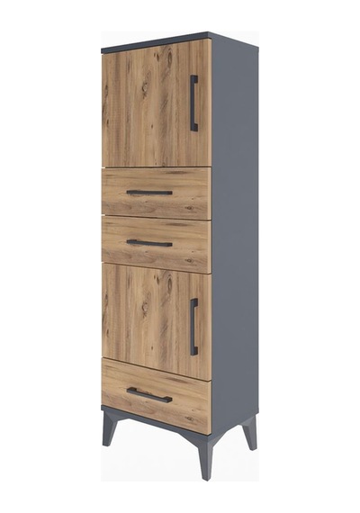 Arges Dolap 2 Raflı 3 Çekmeceli 2 Kapaklı 44x30x134 Antrasit-çam Antrasit