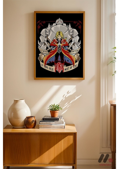Fullmetal Alchemist Simya Poster, Ahşap Çerçeveli Duvar Tablosu - Anime Severlere Özel Hediye