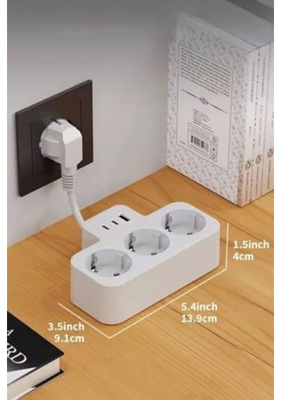 Çoklu Kablolu Priz Çoğaltıcı Priz Dönüştürücü 1usb 2type C Girişli Yüksek Akım Korumalı Fiş