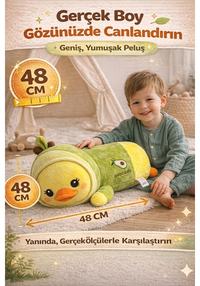 48 Cm Peluş Ördek Yastık Uyku Arkadaşı Yumuşak Oyuncak Çocuk Hamile Destek Yeşil Sarı Diğer