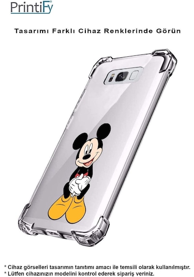 Samsung Galaxy M15 İle Uyumlu Mickey Mouse 1 Baskılı Şeffaf Köşe Korumalı Antişok Kılıf