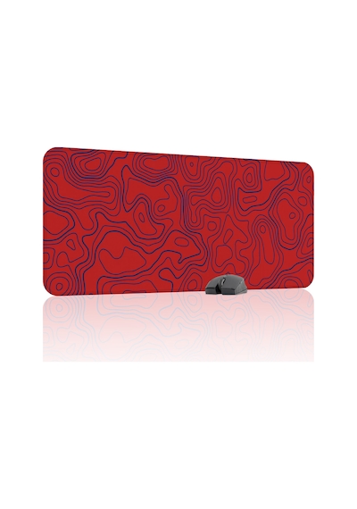 Kırmızı Lacivert 90x40 Taraftar Gaming Oyuncu Mouse Pad Kaymaz Taban Büyük Fare Altlığı Topography
