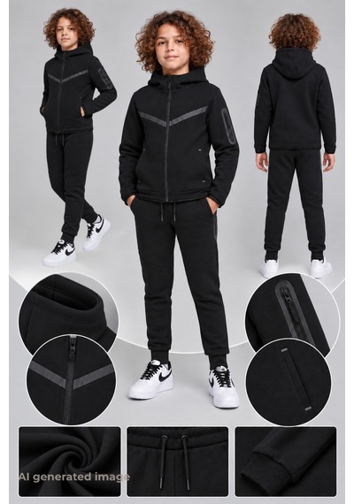 Pina Kids Erkek Çocuk Double Face Yeni Sezon Eşofman Takımı Esf7040 siyah