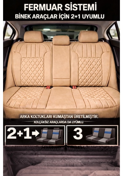 Fiat Egea Cross 2020 Ve Sonrası Uyumlu Zerafet Serisi Bej 5'li Ortopedik Koltuk Minderi