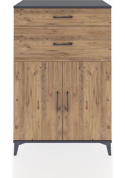 Hyperion Dolap 2 Raflı 2 Çekmeceli 2 Kapaklı 88x44x134 Antrasit-çam Antrasit Hyperion Dolap 2 Raflı 2 Çekmeceli 2 Kapaklı 88x44x134 Antrasit-çam Antrasit