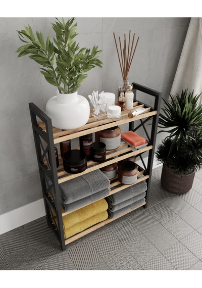 Dekoratif Banyo Rafı Havluluk Peçetelik 4 Katlı Organıser Çok Amaçlı Çok Renkli