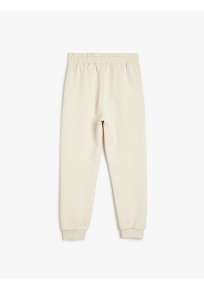 Koton Jogger Eşofman Altı Beli Bağlamalı Şardonlu Ekru 5wkb40146tk Ekru