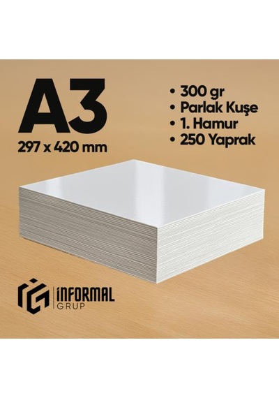 İnformal Fotokopi Kağıdı Premium Kalite A3 300 Gr Parlak Kuşe 250