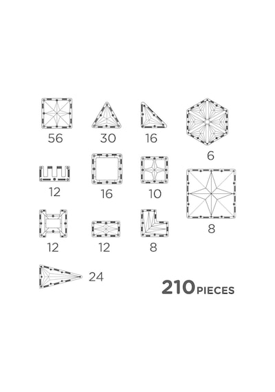 Cleverclixx Mega Creative Pack Manyetik Bloklar, Pastel 210 Parça