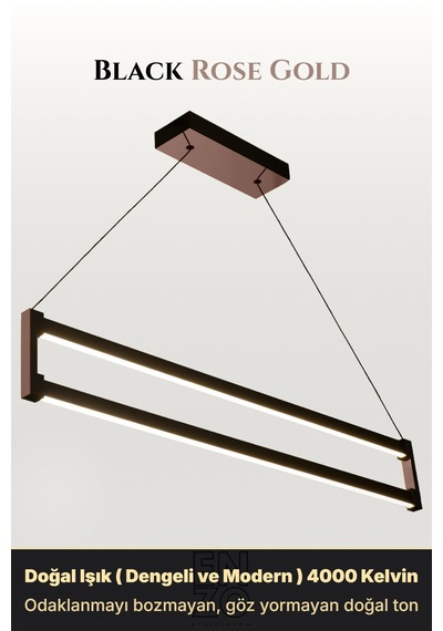 Orion Rose Gold Lineer Led Sarkıt Avize Kumandalı Dim Edilebilir Aşağı Işık Doğal Işık