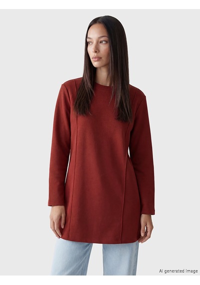 Lcwaıkıkı Classic Bordo Bisiklet Yaka Kadın Sweatshirt Tunik