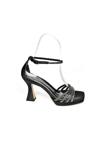 Fox Shoes S569314604 Siyah Kumaş Kalın Topuklu Kadın Ayakkabı Siyah
