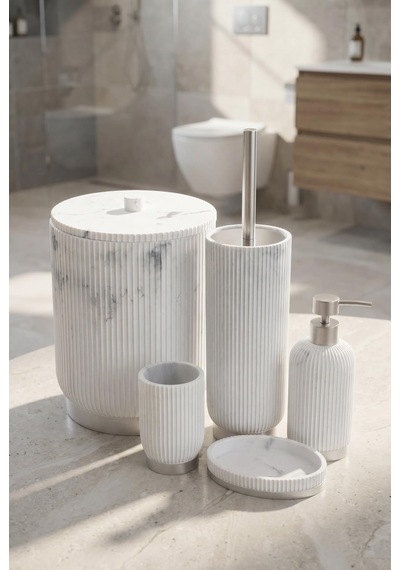 Acar Jhn-09778 Beyaz Laduree Collection 5'li Banyo Set