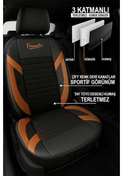 Formentor Tay Tüyü Oto Koltuk Kılıfı Dacia Sandero-stepway-duster Uyumlu Taba