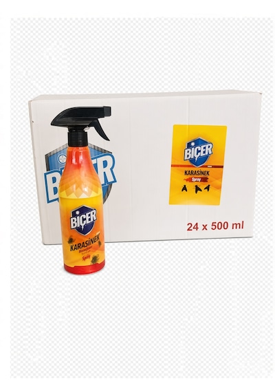 Dinotefuran Yeni Etkenli Biçer Karasinek Yeni Ambalaj 500 Ml Sprey 24 Adetli Bir Koli Sinek Ilacı Yeni Ürün