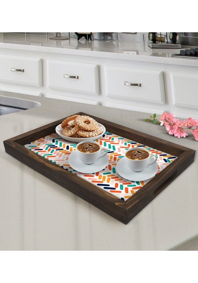 Bk Gift Modern Art Tasarımlı Ahşap Tepsi-2
