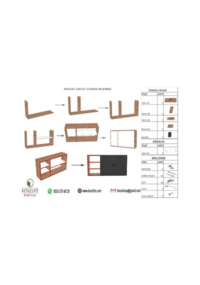 Kenzlife hazır mutfak castus22 cvz 060*120*22 mutfak banyo dolabı kapaklı raflı