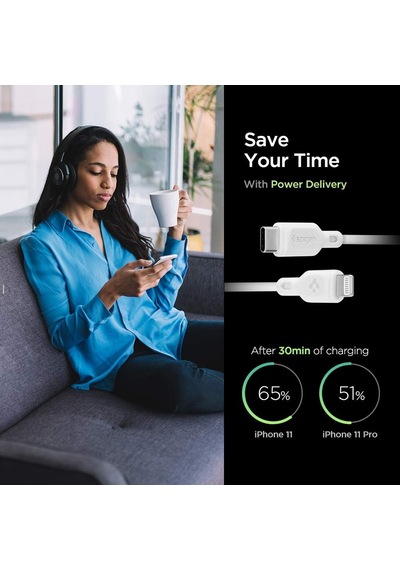 Ayrex Spigen Usb-c To Lightning 1 Metre Hızlı Şarj / Data Kablosu Mfı Lisanslı C10cl Beyaz - 000ca25416 Spigen Tr Diğer