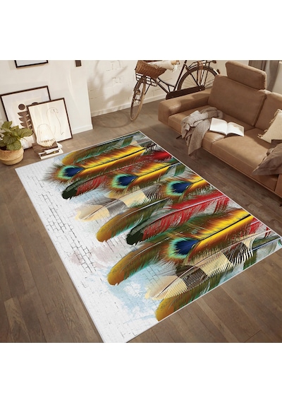 Rovigo Home Dijital Baskı Yıkanabilir Kaymaz Taban Salon Halısı Rvg1842-sm239 Sarı