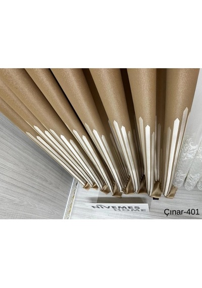 Nivemeshome Çınar Altın 401 1/3 Sık Pileli Fon Perde Apm Gold