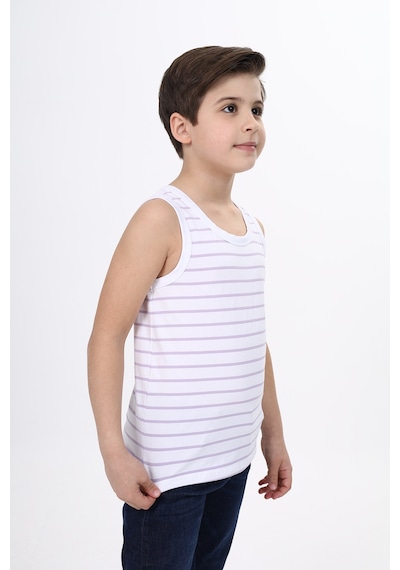 Toontoy Kids Toontoy Erkek Çocuk Çizgili Bisiklet Yaka Kolsuz Tişört Açık Lila