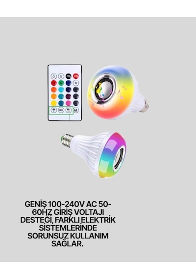 Hubrendy  Akıllı Led Ampul E27 Uyumlu Ve Müzik Çalarlı Tasarım