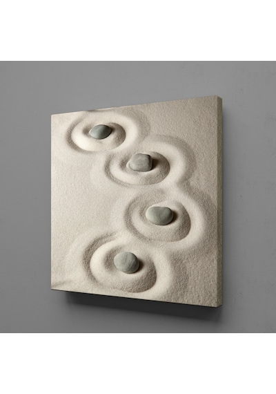 Gri Spa Taşlar Temalı Kanvas Tablo 100x100cm