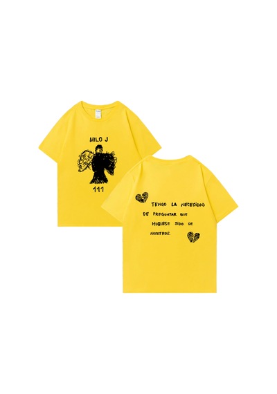 Flood Of Style Rapçi Milo J T Shirt 111 Albümü Merch Baskı T-shirt Erkekler Kadınlar Saf Moda Kalça Hopt-shi Sarı
