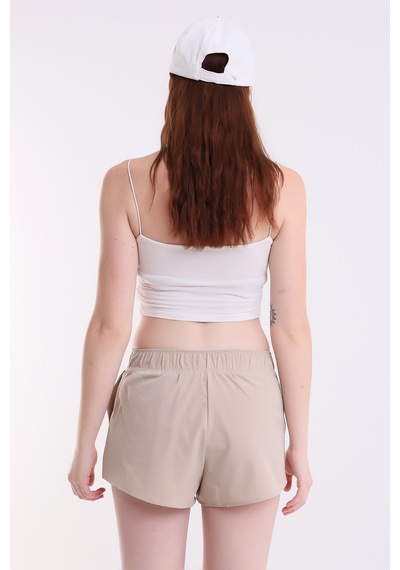 Winmoda34 Kadın Spor Şortlu Tenis Eteği 2 Cepli Bej