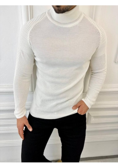 Elku Moda Kazak Naturel Pamuk Triko Boğazlı Balıkçı Yaka Kazak Beyaz Elku Moda Kazak Naturel Pamuk Triko Boğazlı Balıkçı Yaka Kazak Beyaz