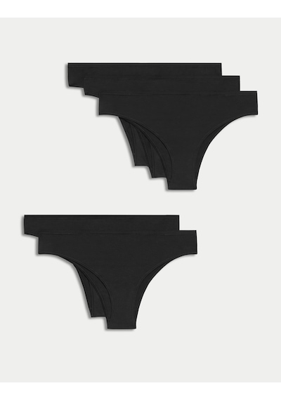Marks & Spencer 5'li Dikişsiz Brazilian Külot Seti T61003498B Siyah