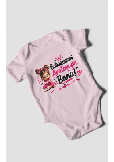 Morivokids Babaanneye Özel Kısa Kollu Bebek Body %100 Pamuk Bebe Pembe