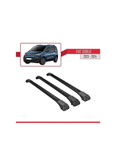 Fiat Doblo 2023 Ve Sonrası İle Uyumlu Ace-1 Ara Atkı Tavan Barı Siyah 3 Adet Bar
