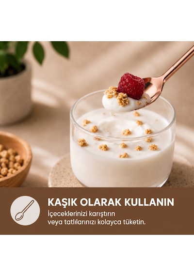 6'lı Kaşıklı Pipet Seti - Bronz - Pipet Temizleme Fırçası Çok Renkli