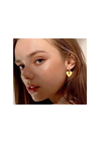 Kalp Çelik Paslanmaz Halka Küpe Gold - 702616088 Gold