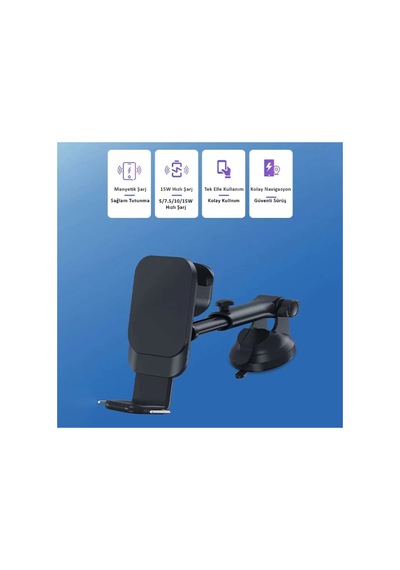 Ally Wireless Şarjlı 3in1 Torpido Üstü Ve Havalandırma Telefon Kulaklık Saat T - Hs08371319-6 Siyah Siyah