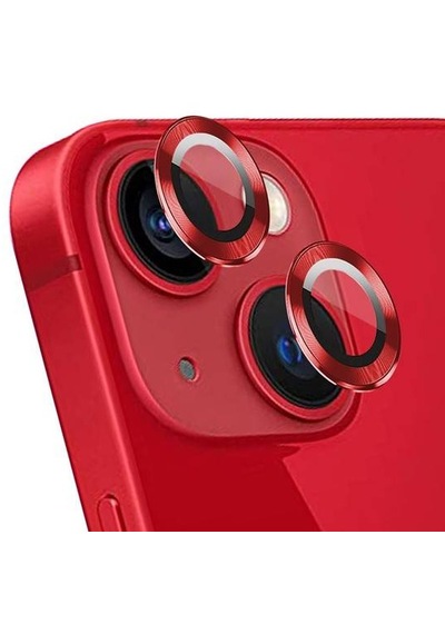 Ennar Apple Uyumlu iPhone 15 6.1'' Metal Çerçeveli Kamera Koruma Lensi Kırmızı Kırmızı