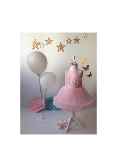 Hayy Baby Kids Wear Dantelli Pembe Tütü Elbise
