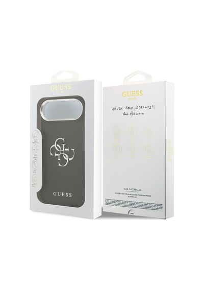 Apple Uyumlu iPhone 17 Air Kılıf Guess Lisanslı Pu Deri 4g Büyük Metal Logo Dizaynlı Kapak Siyah