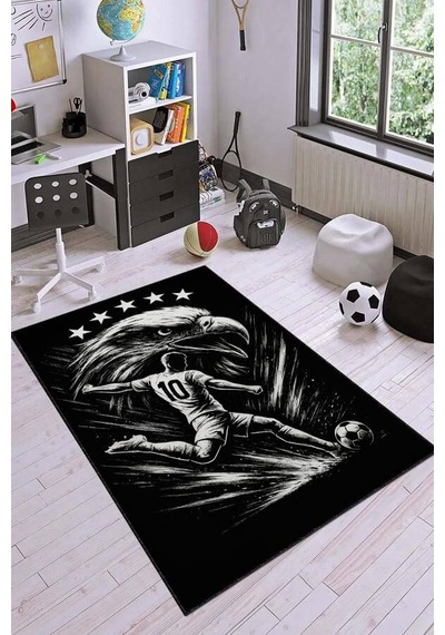 10 Numara Futbolcu Kartal Kaymaz Taban Taraftar Halısı Vh148n11 Siyah - Beyaz
